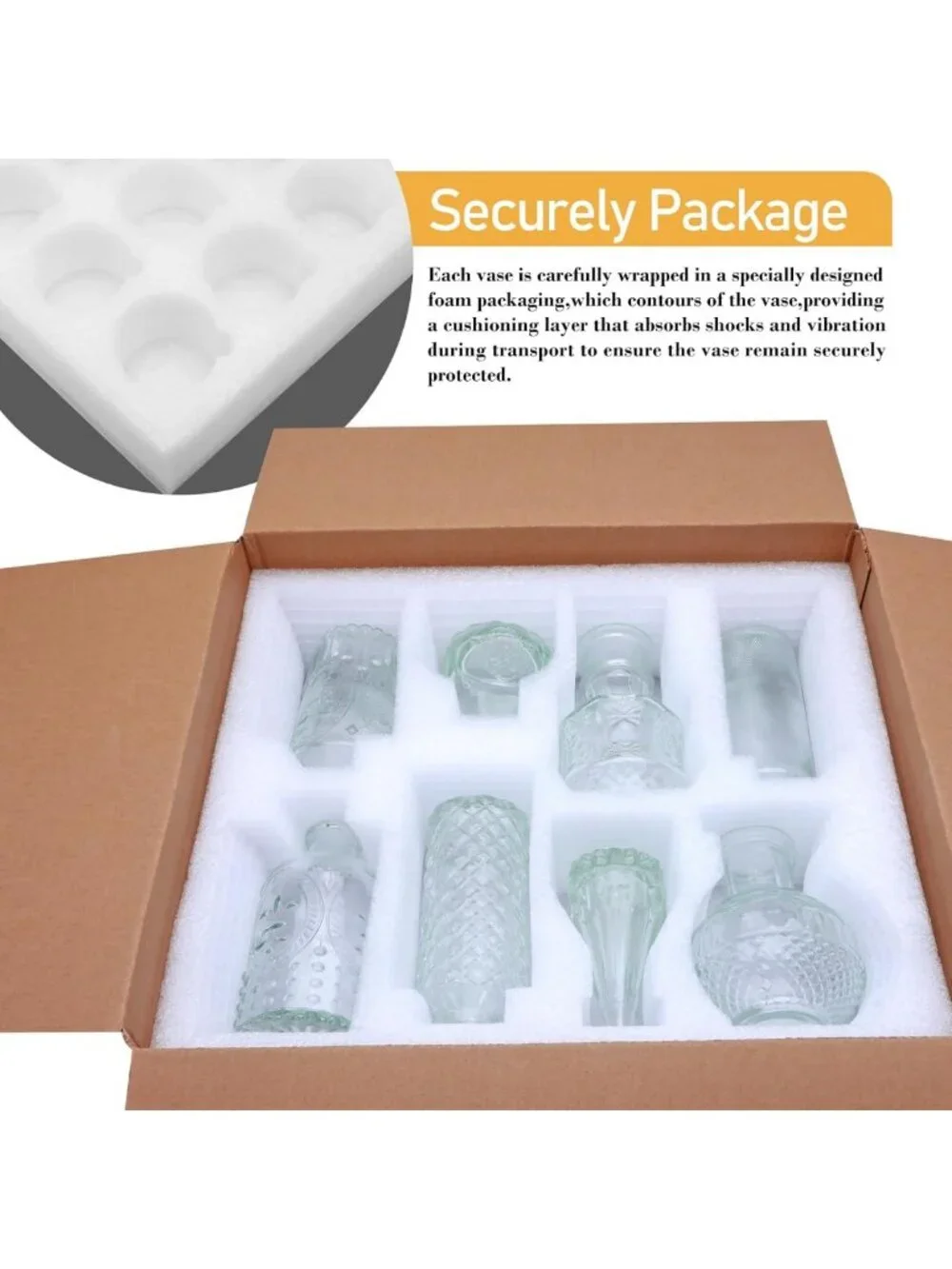 Set of 8 Clear Glass Bud Vases - Perfect for Floral Arrangements & Home Decor